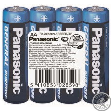 Батарейка Panasonic GENERAL PURPOSE угольная цинковая AA(R6) пленка, 4 шт. Батарейка Panasonic GENERAL PURPOSE угольная цинковая AA(R6) пленка, 4 шт.