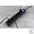 2E Мережевий фільтр 5XSchuko з вимикачем, 3Gx1.0мм, 3м, black