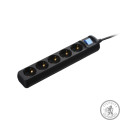 2E Мережевий фільтр 5XSchuko з вимикачем, 3Gx1.0мм, 3м, black