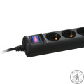 2E Мережевий фільтр 5XSchuko з вимикачем, 3Gx1.0мм, 3м, black