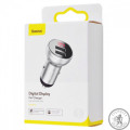 АЗУ Baseus Digital Display Dual USB 4.8 A Car Charger 24W Сірий