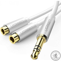 Розгалужувач UGREEN AV123 3,5mm Stereo Audio Splitter Cable White 20см