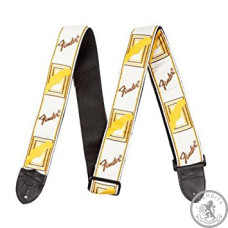 Ремінь для гітари FENDER 2 MONOGRAMMED WHITE / BROWN / YELLOW STRAP