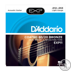 Струни для Акустичної Гітари D'ADDARIO EXP11 EXP COATED 80/20 BRONZE REGULAR LIGHT (12-53)