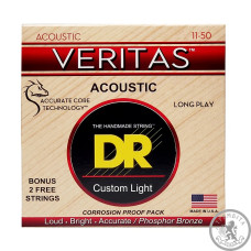 Струни для акустичної гітари DR VTA-11 VERITAS COATED CORE ACOUSTIC - CUSTOM LIGHT (11-50)