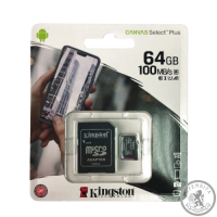 Карта памяти Kingston 64Gb, micro SD, Class 10, Canvas Select Plus