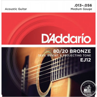 Струни для Акустичної гітари  D’ADDARIO EJ12 80/20 BRONZE MEDIUM (13-56)