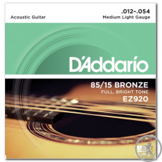 Струны для Акустической гитары D’ADDARIO EZ920 85/15 BRONZE MEDIUM LIGHT (12-54) Струны для Акустической гитары D’ADDARIO EZ920 85/15 BRONZE MEDIUM LIGHT (12-54)