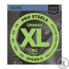Струны для бас-гитары D’ADDARIO EPS165-5 XL PROSTEELS BASS REG LIGHT TOP / MED BOTTOM 5-STRING (45-135)