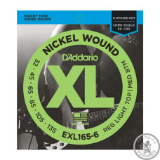 Струны для бас-гитары D’ADDARIO EXL165-6 XL NICKEL WOUND BASS REG LIGHT TOP / MED BOTTOM 6-STRING (32-135)