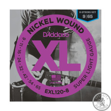 Струны для электрогитары D`ADDARIO EXL120-8 XL 8-STRING SUPER LIGHT (09-65) Струны для электрогитары D`ADDARIO EXL120-8 XL 8-STRING SUPER LIGHT (09-65)